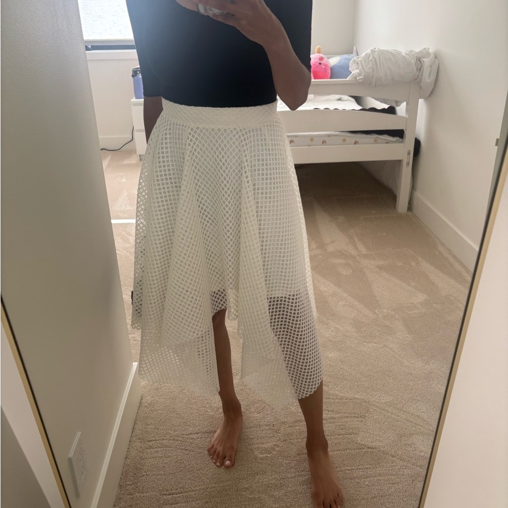 Elegant White Mesh Skirt
